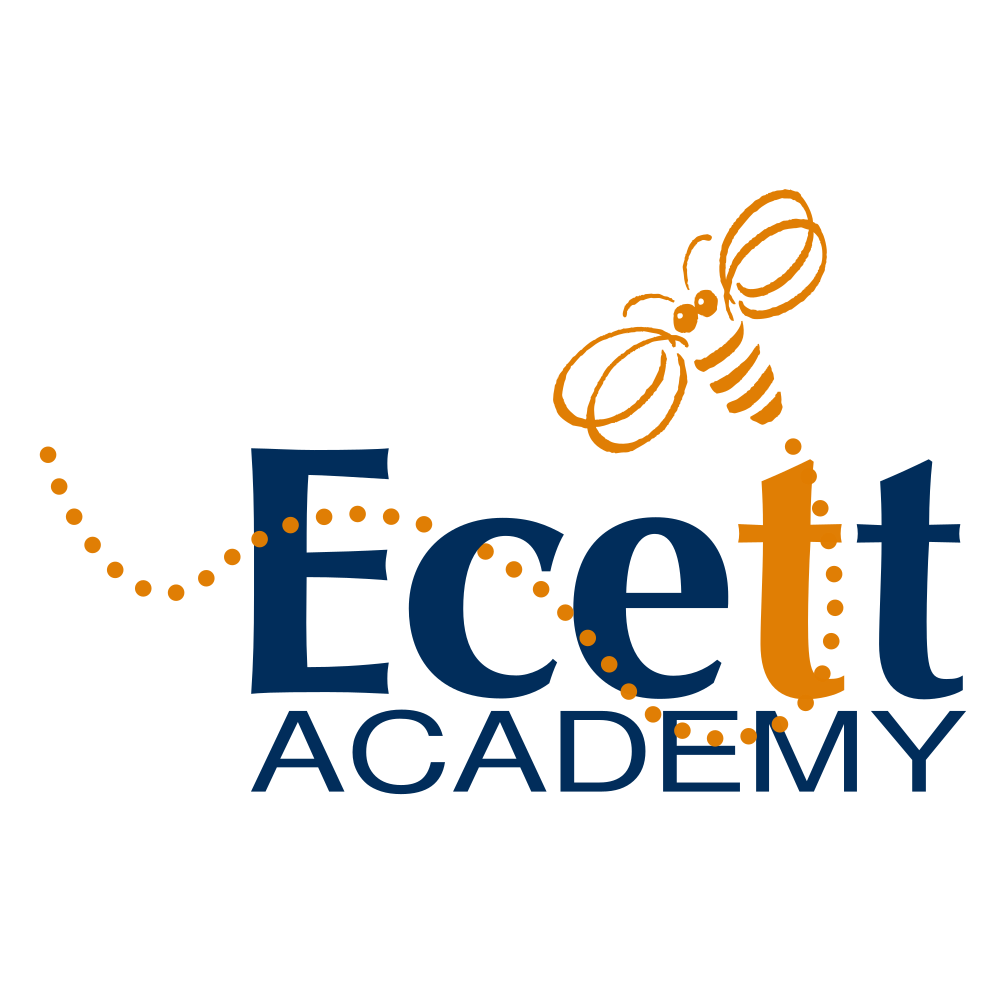 Logo of Ecett academy with a flying bee